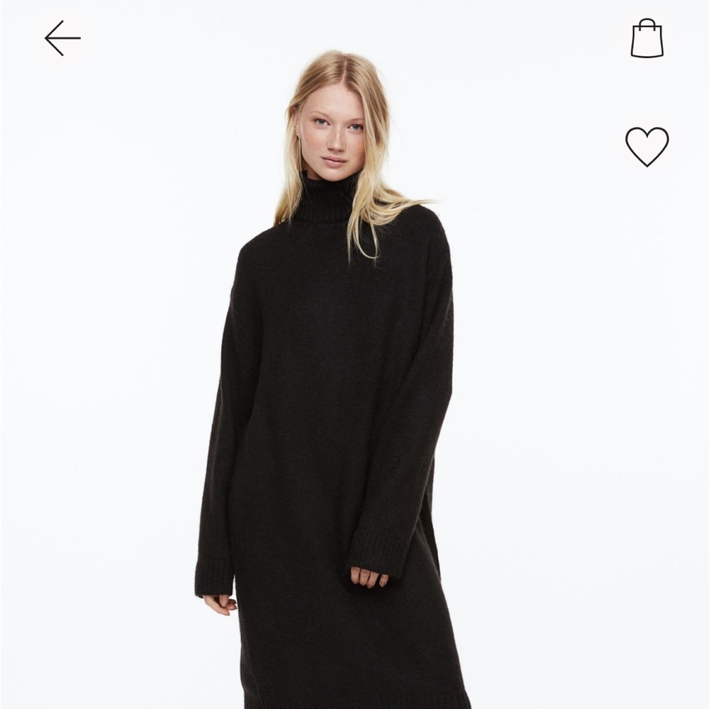 NWT!! H&M Knit Turtleneck Dress, Size S, Black